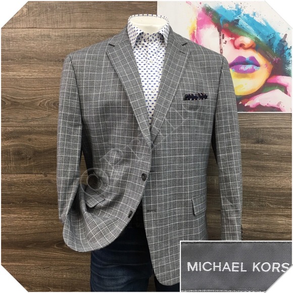 NEW! MICHAEL KORS Mens Blazer Sport Coat Casual Jacket Size 50R Two Button Suit - Picture 1 of 12